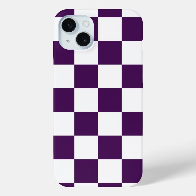 Coques Case-Mate iPhone à damiers violet et blanc (Verso)