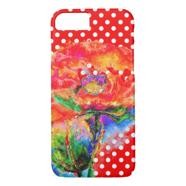 Coques Case-Mate iPhone À petits pois Abstraits de pavot rouge floral (Dos)