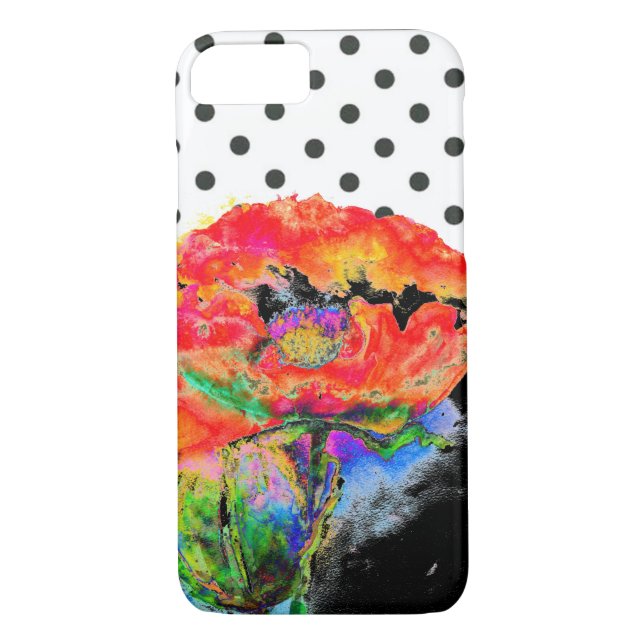 Coques Case-Mate iPhone À petits pois Abstraits de pavot rouge floral (Dos)