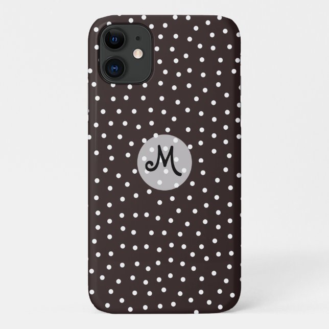 Coques Case-Mate iPhone À petits pois blancs sur noir avec Motif unique (Dos)