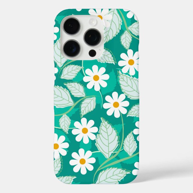 Coques Case-Mate iPhone A seamless floral pattern features white daisies (Verso)