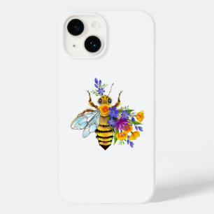 Coque Case-Mate iPhone Abeille à fleurs avec plantes sauvages