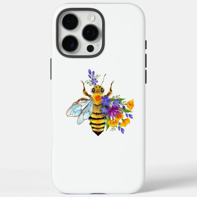 Coques Case-Mate iPhone Abeille à fleurs avec plantes sauvages (Verso)
