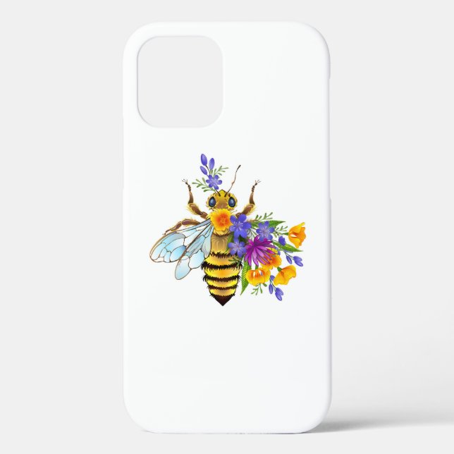 Coques Case-Mate iPhone Abeille à fleurs avec plantes sauvages (Verso)