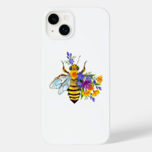 Coque Case-Mate iPhone abeille à fleurs avec plantes sauvages
