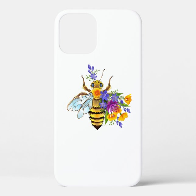 Coques Case-Mate iPhone Abeille à fleurs avec plantes sauvages (Verso)