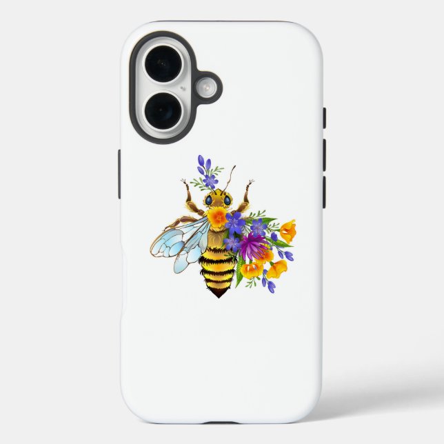 Coques Case-Mate iPhone Abeille à fleurs avec plantes sauvages (Verso)
