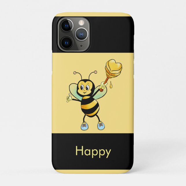 Coques Case-Mate iPhone Abeille bourdon miel sur fond noir et beige doré (Dos)