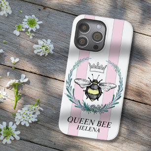 Coque Case-Mate iPhone Abeille de la Couronne Pink & White Strialized P