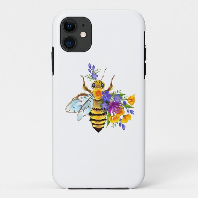 Coques Case-Mate iPhone Abeille des fleurs avec plantes sauvages (Dos)