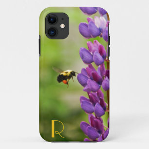 Coque Case-Mate Pour iPhone Abeille Monogramme Fleurs Violettes Lavande Blanch