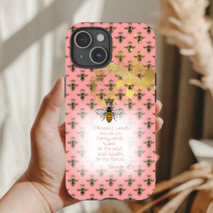 Coque Case-Mate iPhone Abeille Reine de Luxe Corail Pastel Grille Foi