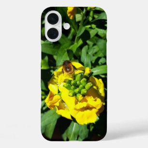 Coque Pour iPhone 16 Plus Abeille sur Fleurs Jaunes