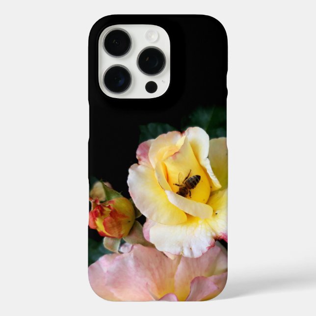 Coques Case-Mate iPhone Abeille sur roses rose jaune Fleurs (Verso)