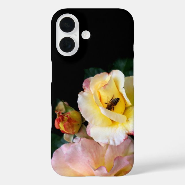 Coques Case-Mate iPhone Abeille sur roses rose jaune Fleurs (Verso)