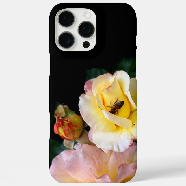 Coques Case-Mate iPhone Abeille sur roses rose jaune Fleurs (Verso)