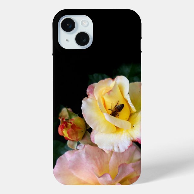 Coques Case-Mate iPhone Abeille sur roses rose jaune Fleurs (Verso)
