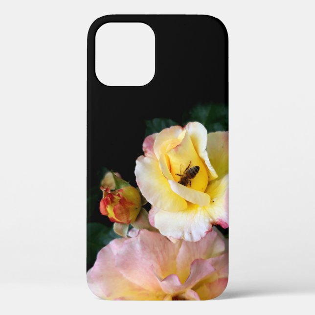 Coques Case-Mate iPhone Abeille sur roses rose jaune Fleurs (Verso)