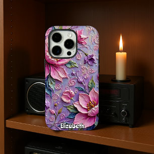 Coque iPhone 16 Pro Abondance florale rose et violet