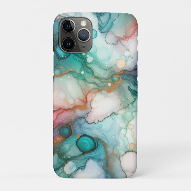 Coques Case-Mate iPhone Abstract in Pink, Teal, Blue, and Gold (Dos)
