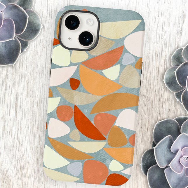 Coques Case-Mate iPhone Abstract Modern Geometric Art (Abstract modern mid-century inspired orange cream and sea foam green cell phone case)