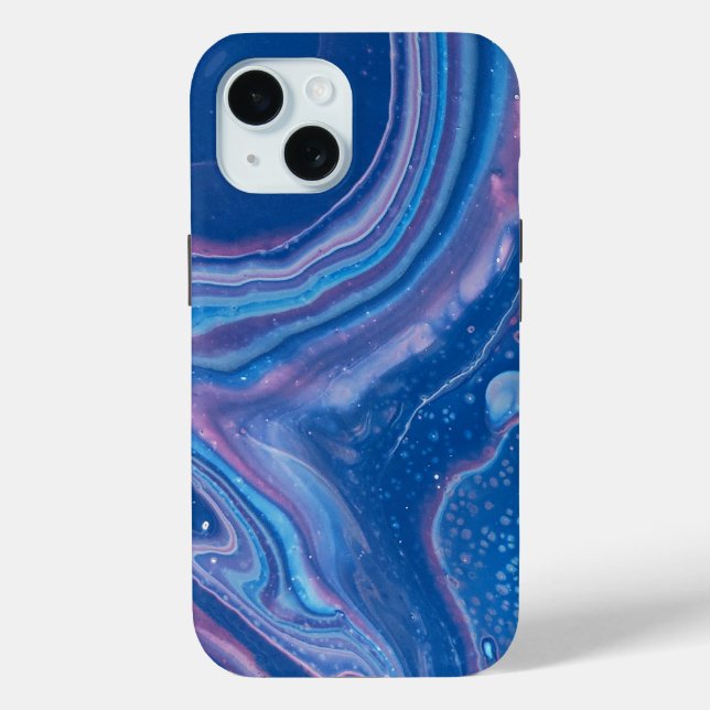Coques Case-Mate iPhone Abstraction de l'agate marbrée bleu et rose (Verso)