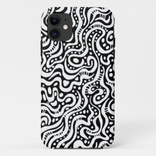 Coque iPhone 11 Abstrait 041211 - Blanc sur noir