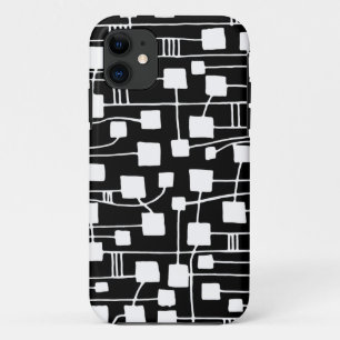 Coque iPhone 11 Abstrait 111211 - Blanc sur noir