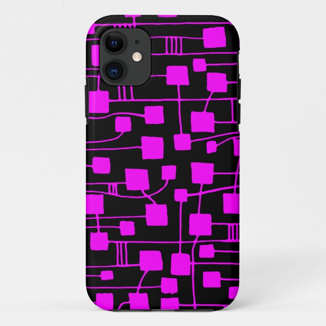 Coques Case-Mate iPhone Abstrait 111211 - Magenta sur noir (Dos)