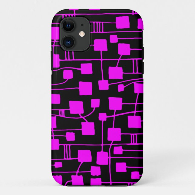 Coques Case-Mate iPhone Abstrait 111211 - Magenta sur noir (Dos)