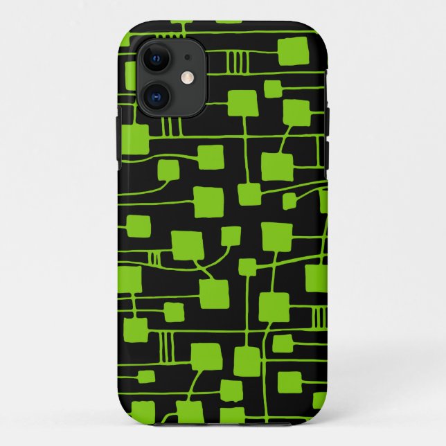 Coques Case-Mate iPhone Abstrait 111211 - Martian Green sur Noir (Dos)
