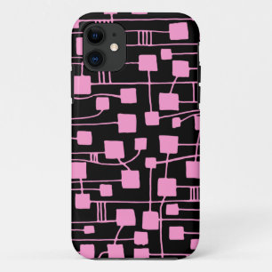 Coques Pour iPhone Abstrait 111211 - Rose sur noir