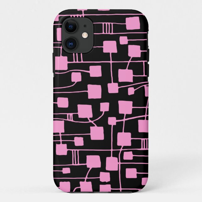 Coques Case-Mate iPhone Abstrait 111211 - Rose sur noir (Dos)