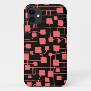 Coque Case-Mate iPhone Abstrait 111211 - Rose tropicale sur noir