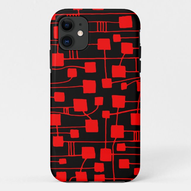 Coques Case-Mate iPhone Abstrait 111211 - Rouge sur noir (Dos)