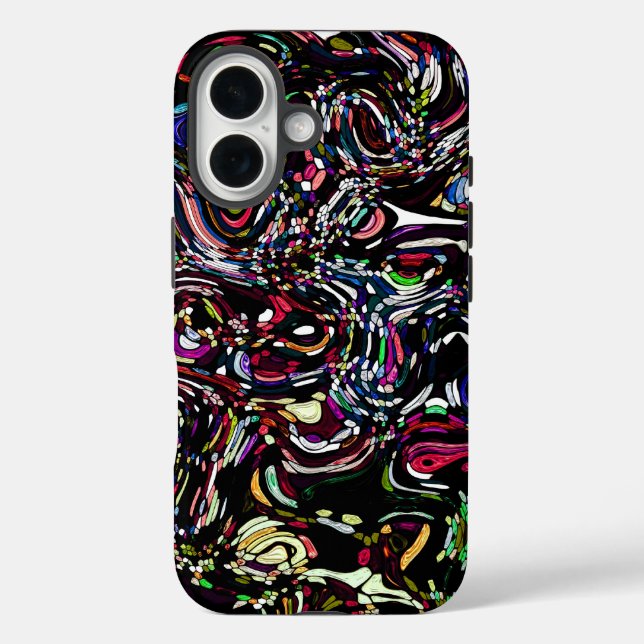 Coques Case-Mate iPhone Abstrait Art Black Swirl Rouge (Verso)