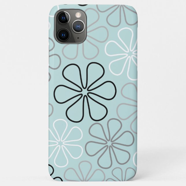 Coques Case-Mate iPhone Abstrait Big Flower Outlines BWG+Duck Egg Blue (Dos)