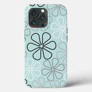 Case-Mate iPhone Case Abstrait Big Flower Outlines BWG+Duck Egg Blue