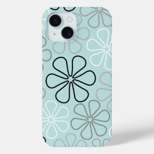 Coque Case-Mate iPhone Abstrait Big Flower Outlines BWG+Duck Egg Blue