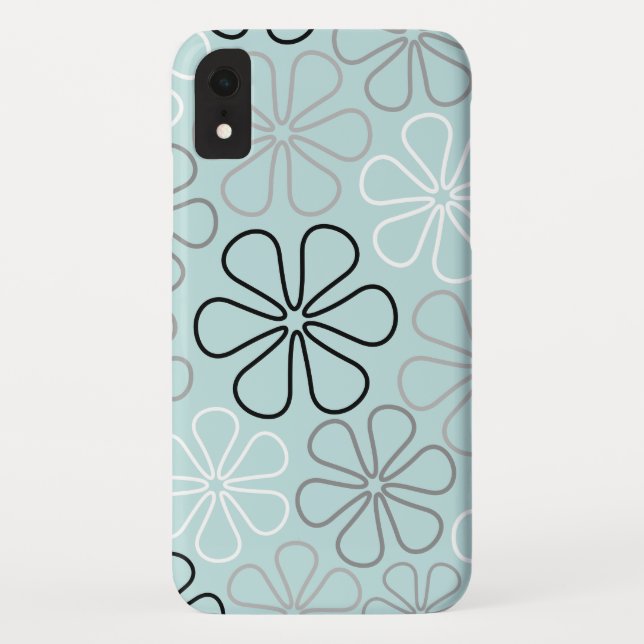 Coques Case-Mate iPhone Abstrait Big Flower Outlines BWG+Duck Egg Blue (Dos)