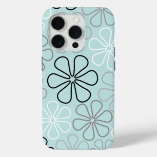 Coque Case-Mate iPhone Abstrait Big Flower Outlines BWG+Duck Egg Blue