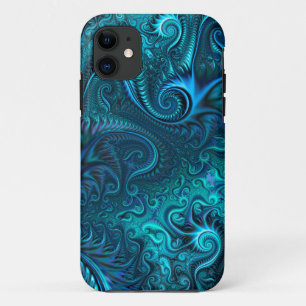 Case-Mate iPhone Case Abstrait bleu coloré et Motif spiral Turquoise