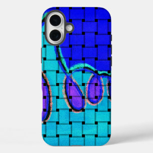 Coque Pour iPhone 16 Plus Abstrait bleu français avec texture tissée