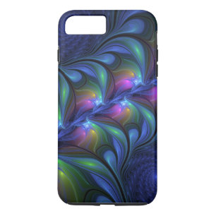 Coque Case-Mate Pour iPhone Abstrait Bleu Rose Vert Fractal Lumineux Coloré
