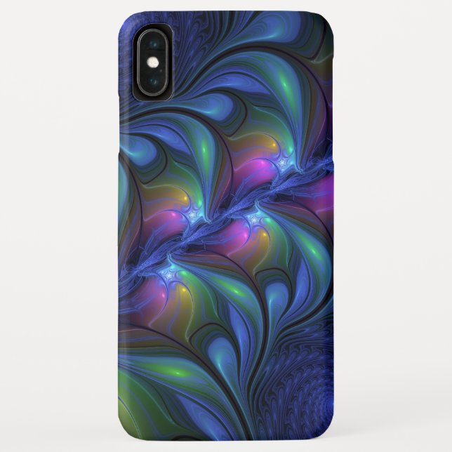 Coques Case-Mate iPhone Abstrait Bleu Rose Vert Lumineux Coloré Fractal (Dos)