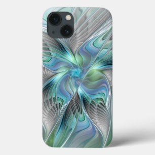 Case-Mate iPhone Case Abstrait Bleu Vert Papillon Imaginaire Fractal Art