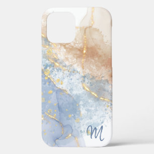 Case-Mate iPhone Case Abstrait Blue, Taupe et Gold Coque-Mate iPhone Cas