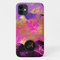 Abstrait chic art moderne violet or rose parties s