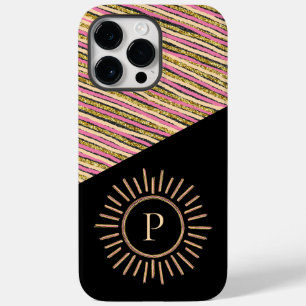 Coque Case-Mate iPhone Abstrait coloré moderne Monogramme rose jaune or