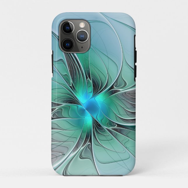 Coques Case-Mate iPhone Abstrait De Bleu, Art Fractal Moderne (Dos)